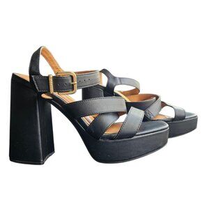 Vizzano Women's 5 Inch Platform Strap Sandal with Gold Buckle Accent Size 9